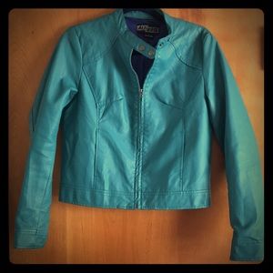 Teal faux leather jacket